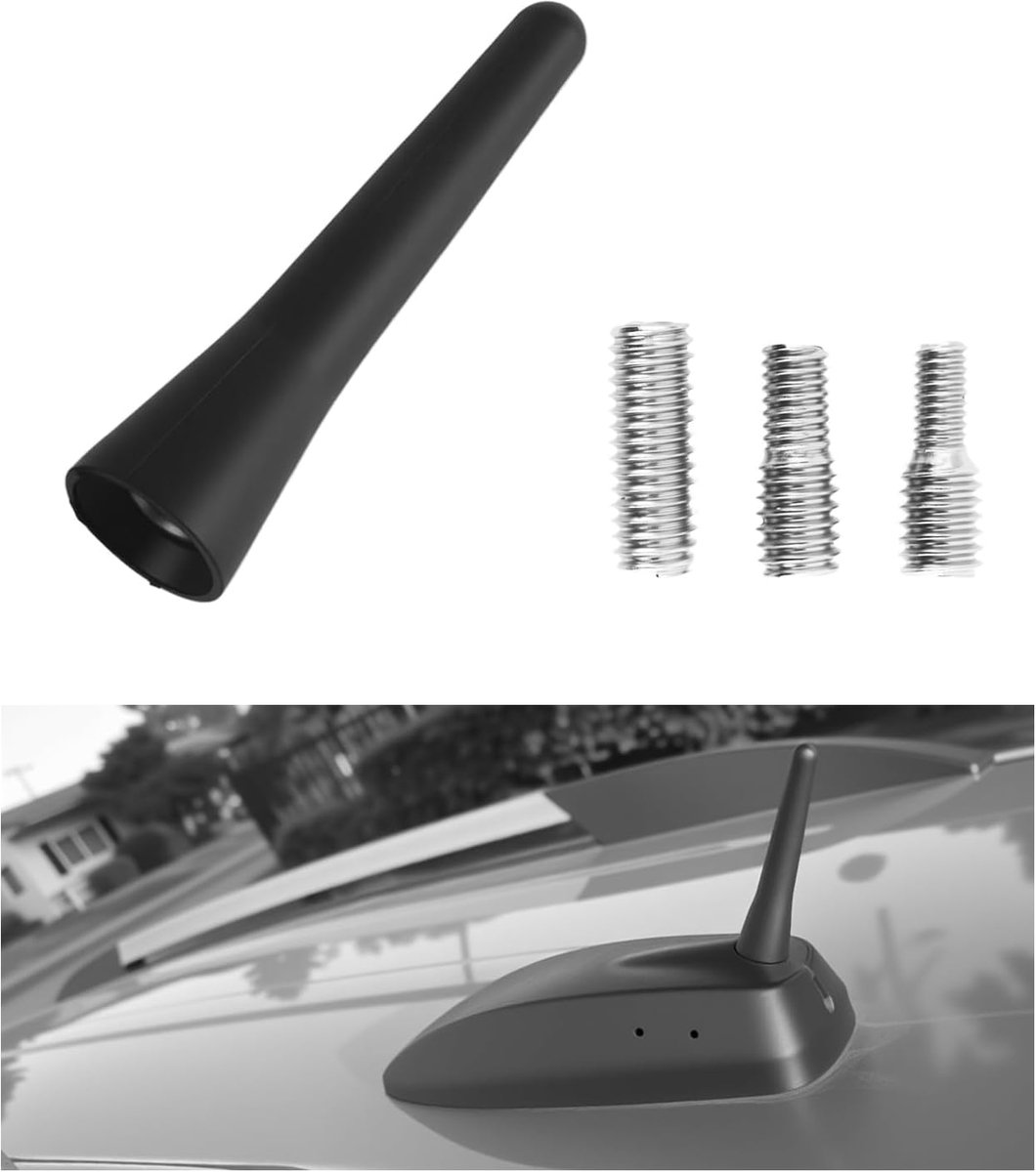 KZQ Universele auto antenne vervangingsset met 4/5/6 mm schroeven - Korte dakantenne 6,4 cm - Geschikt voor vrachtwagens en auto's - Vermijdt obstakels en verbetert ontvangst - Zwart