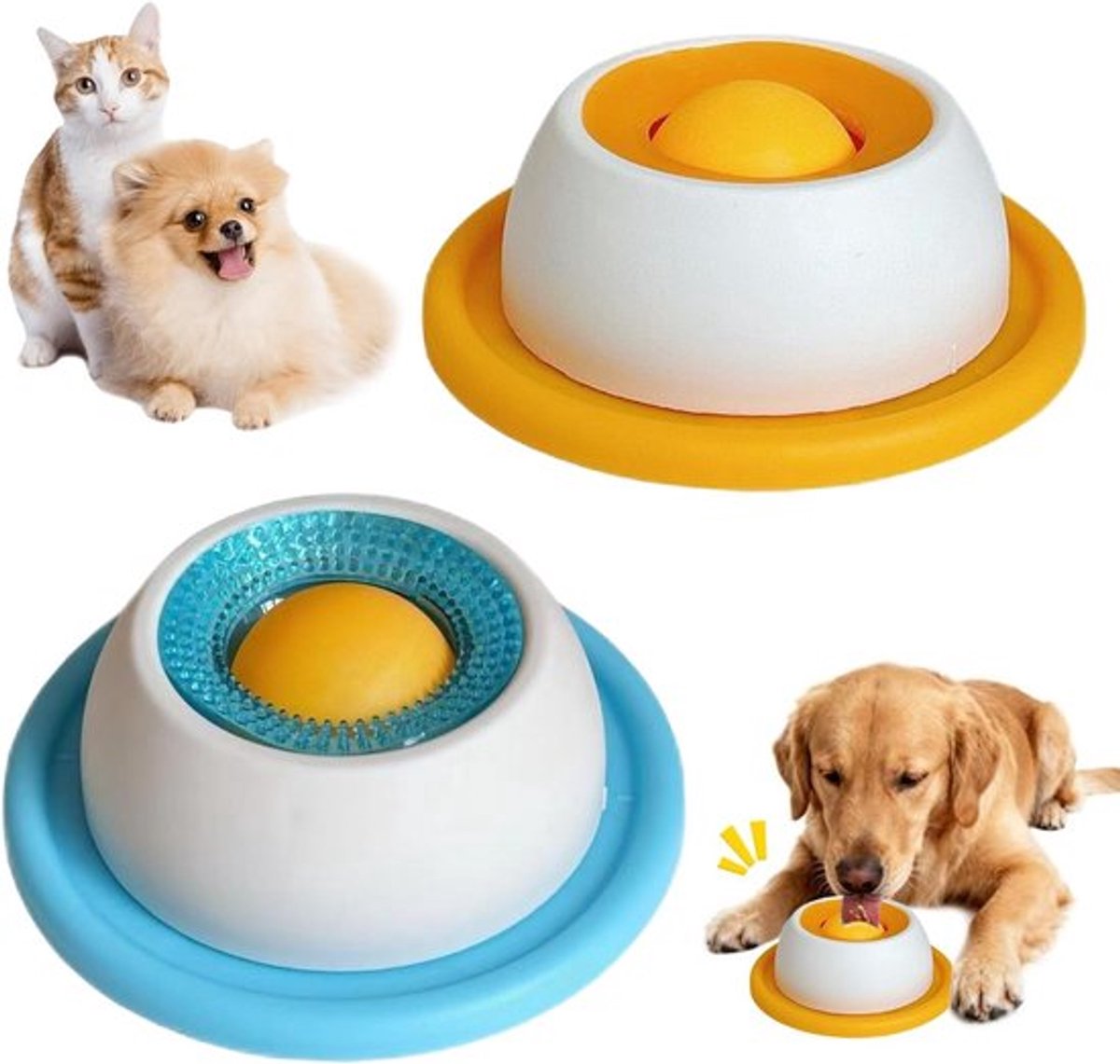 Lickmat voor Honden, 2 Stuks, Antislip Lick Bowl en Speelgoed, Langzaam Voeden, Versterkt Verveling, Eenvoudig Schoon te Maken