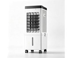Luchtkoeler - Watergekoelde ventilator voor binnen - 4 wielen - Verstelbare luchtstroom - 65W - 10L watertank - Wit