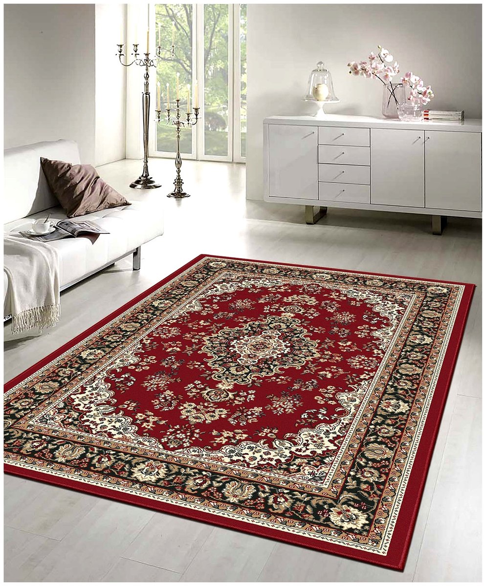 Muratap Klassiek Rood Oosters Vloerkleed – Nain Medaillon Collectie - Traditioneel Vintage Tapijt- 140x200 CM
