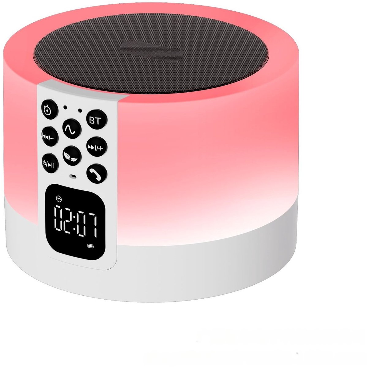 QTTVBTNA -Bluetooth Luidspreker - Nachlampje - 7 kleuren LED, 30 slaapgeluiden, timer, wekker, handsfree - Bluetooth 4.0, USB, microSD - Oplaadbaar - Voor kinderslaapkamer, reis en camping - Cadeau voor tieners en volwassenen