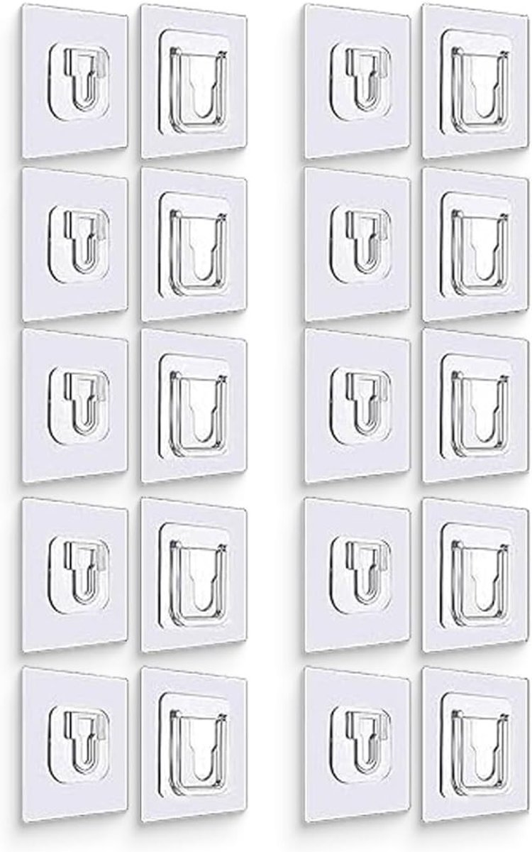 10 Paar Dubbelzijdige Wandhaken, Zelfklevende Haken, Transparante Haken voor Meerdere Toepassingen, Waterdicht en Vuilafstotend, Geen Boren Nodig