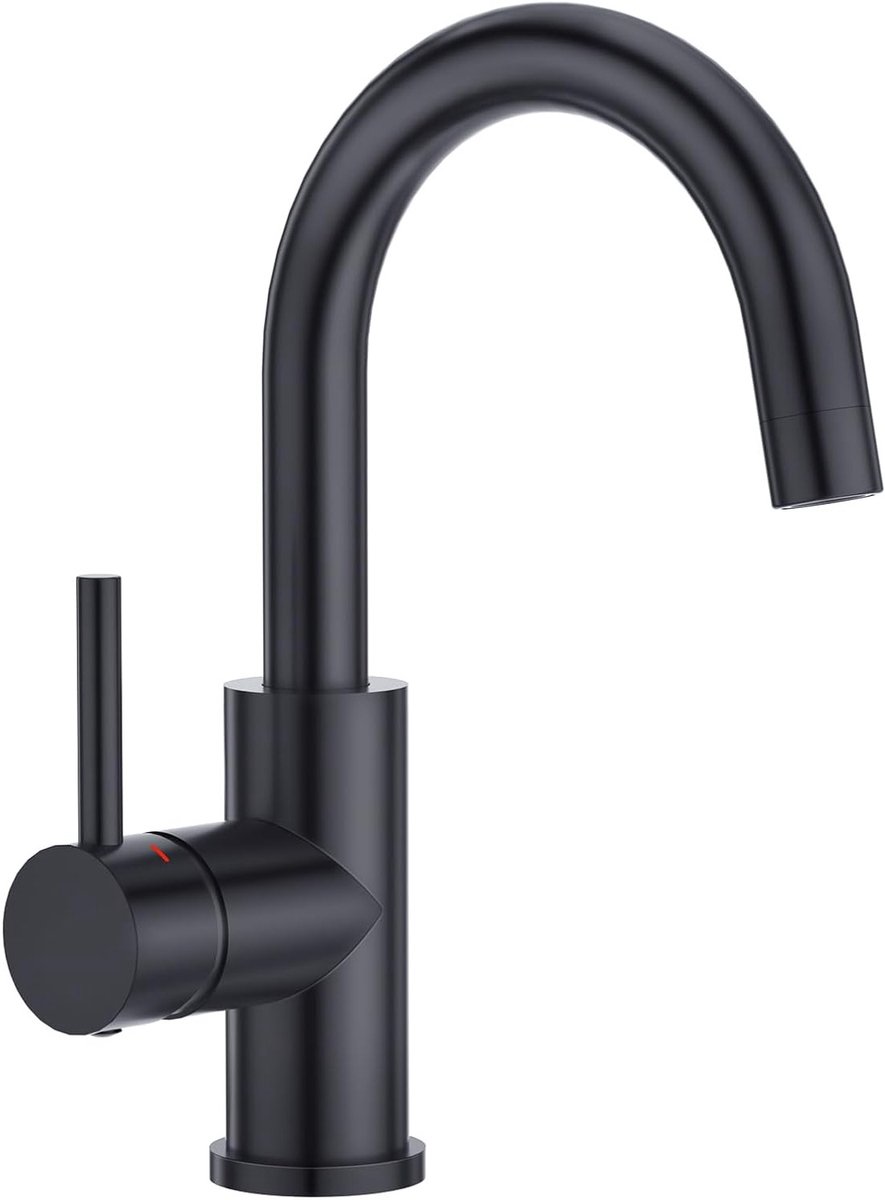 Zwarte Keukenkraan met 360° Draaifunctie, Mengkraan voor Keuken of Badkamer, Hoge Uitloop en Mat Zwart Design