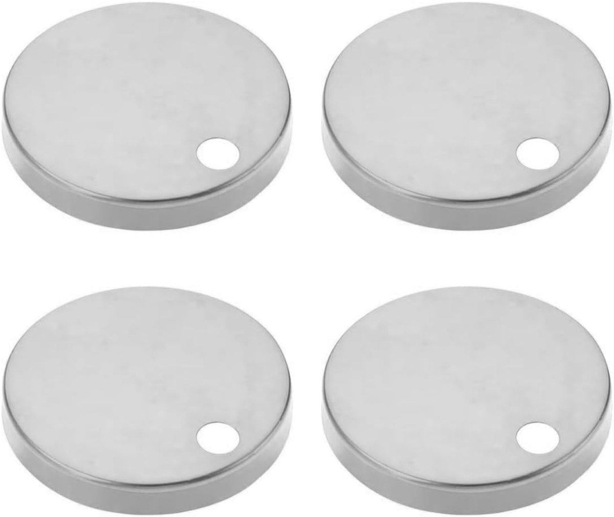SnelShoppen - 4 Stuks Toiletbril Hinge Covers Decoratieve Bevestigingen voor Toiletzitting, Roestvrij Staal, 60mm, Zilver, Duurzaam en Corrosiebestend