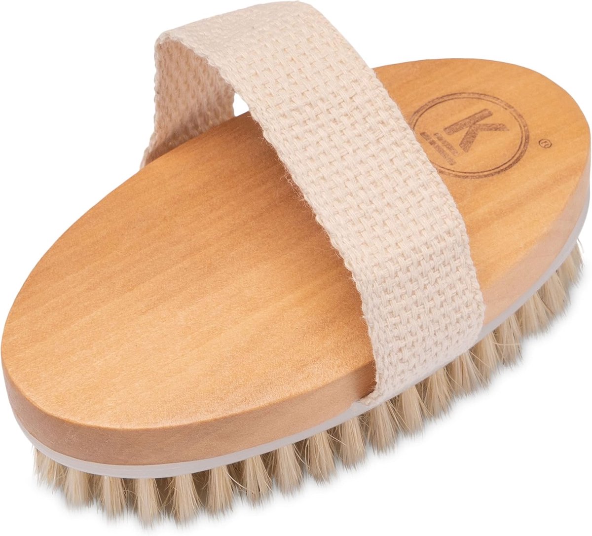 SnelShoppen - K-Pro Dry Brush Natuurlijke Haren - Houten Cellulite Borstel - Massagespons - Peeling - Detox - Ondersteunt Lymfedrainage