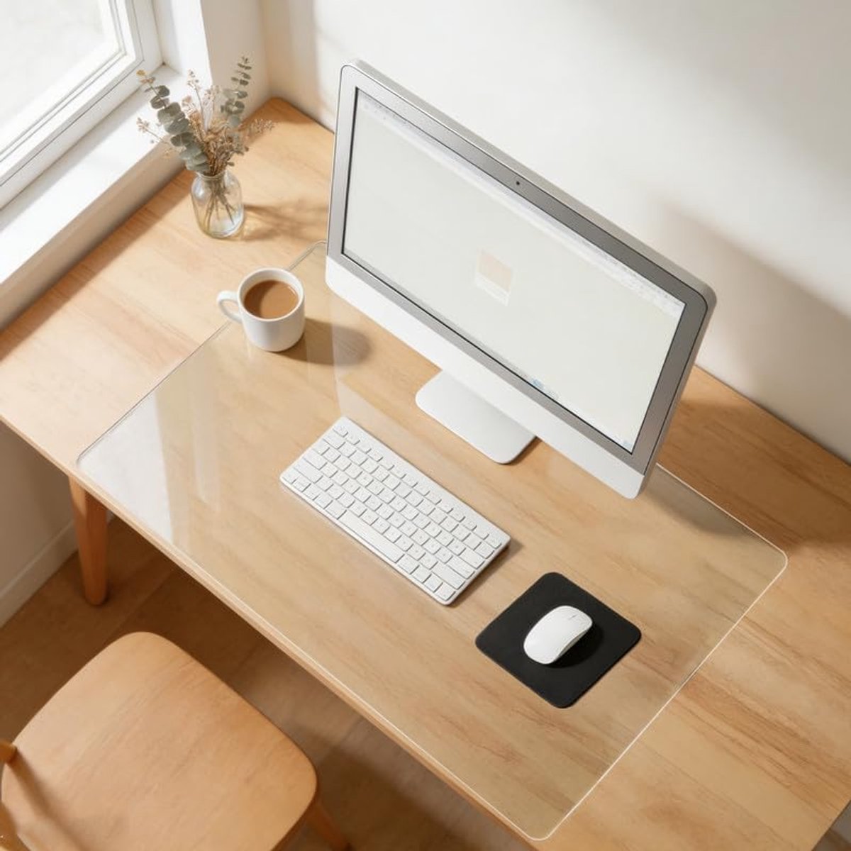 SnelShoppen - Desk Mat Transparant 60 x 30 cm - Non-slip PVC Bureau Mat - Hittebestendig, Waterdicht, Desk Protector voor Thuis en Kantoor