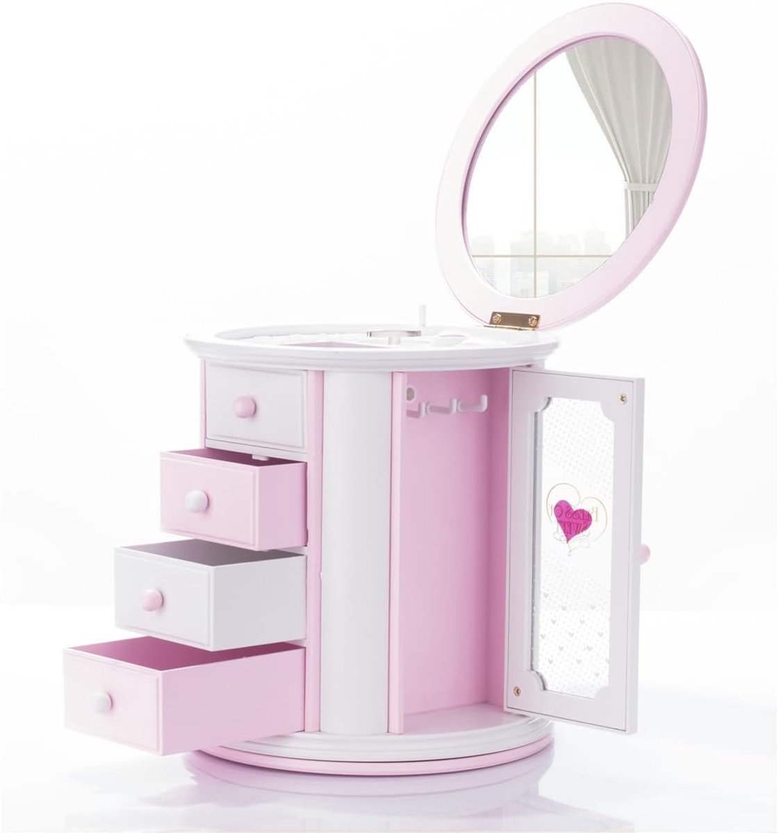 SnelShoppen - Muzikale Sieradendoos voor Meisjes - Schattige Kinder Juwelen Organizer met 3 Lades, 6 Haakjes en 1 Zak - Perfect Cadeau voor Kleine Mei