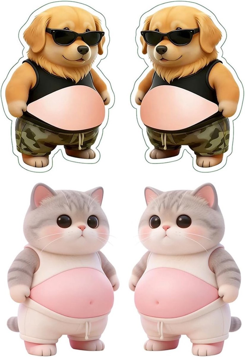 Grappige deurstoppers en telefoonhouders met kattenkopstickers, set van 4 rubberen en PVC deurstoppers voor thuisgebruik (11 x 7 cm)