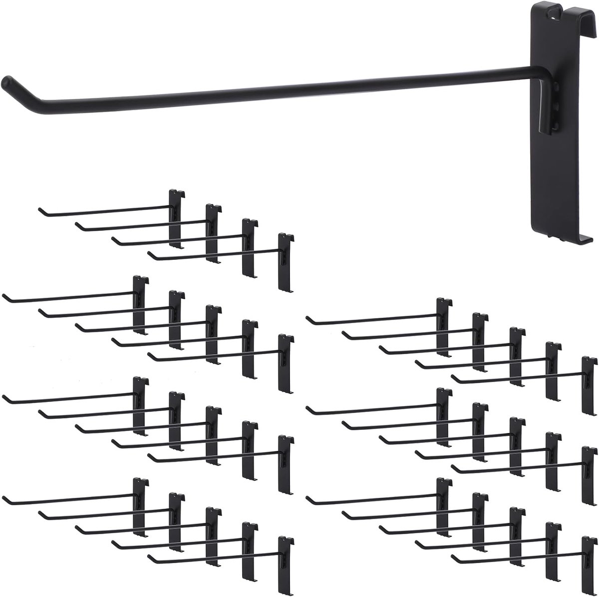 SnelShoppen - 35 Stuks Grid Panel Haken 20cm - IJzeren Display Haken voor Retail, Garages, Werkplaatsen - Zwart - Stevige Hangers voor Producten