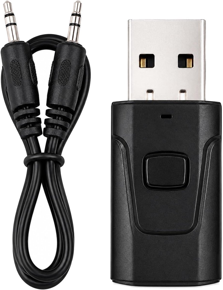 SnelShoppen - 5.0 2-in-1 Bluetooth USB-zender en ontvanger, draadloze stereo-audio met 3,5 mm jack voor tv, hifi-autoketting, muziekstreaming, compact