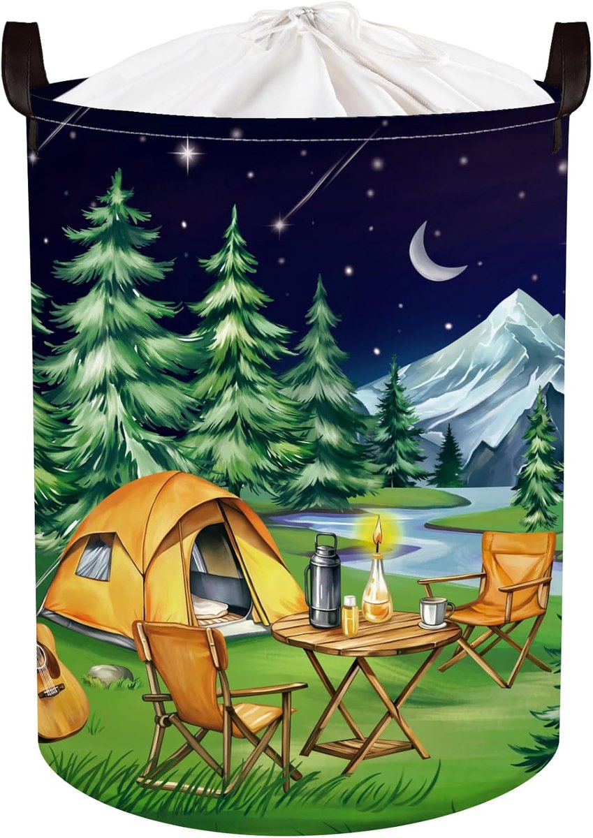 SnelShoppen - Night Camping Wasmand Opvouwbare Organizer 63L - Grote Opbergmand voor Kleding, Speelgoed, Badkamer - Perfect voor Buiten, Kamperen, Pic