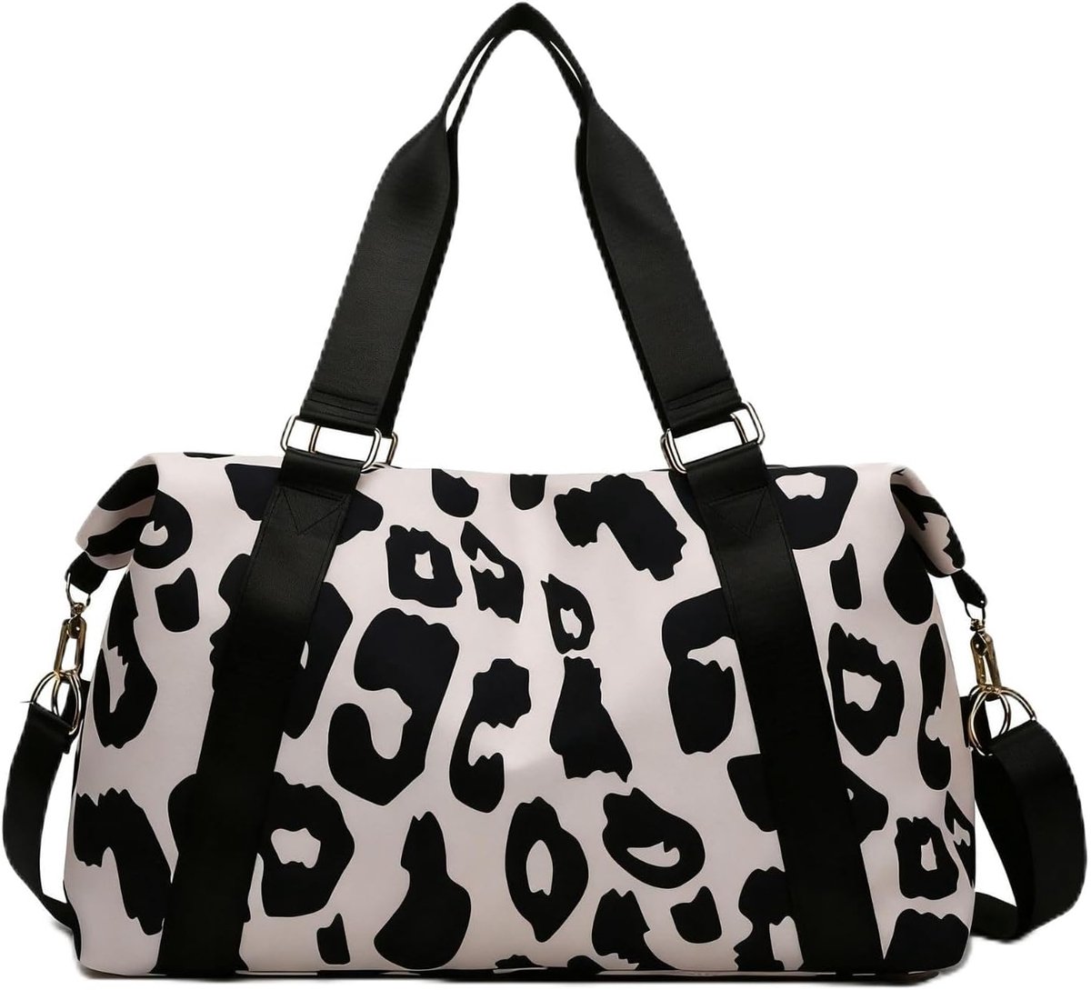 SnelShoppen - 20L Dames Sporttas Leopard Patroon - Waterproof Gymtas voor Zwemmen, Ideaal voor Vliegreizen, Met Droog en Nat Scheiding, 34.5x28x17cm,