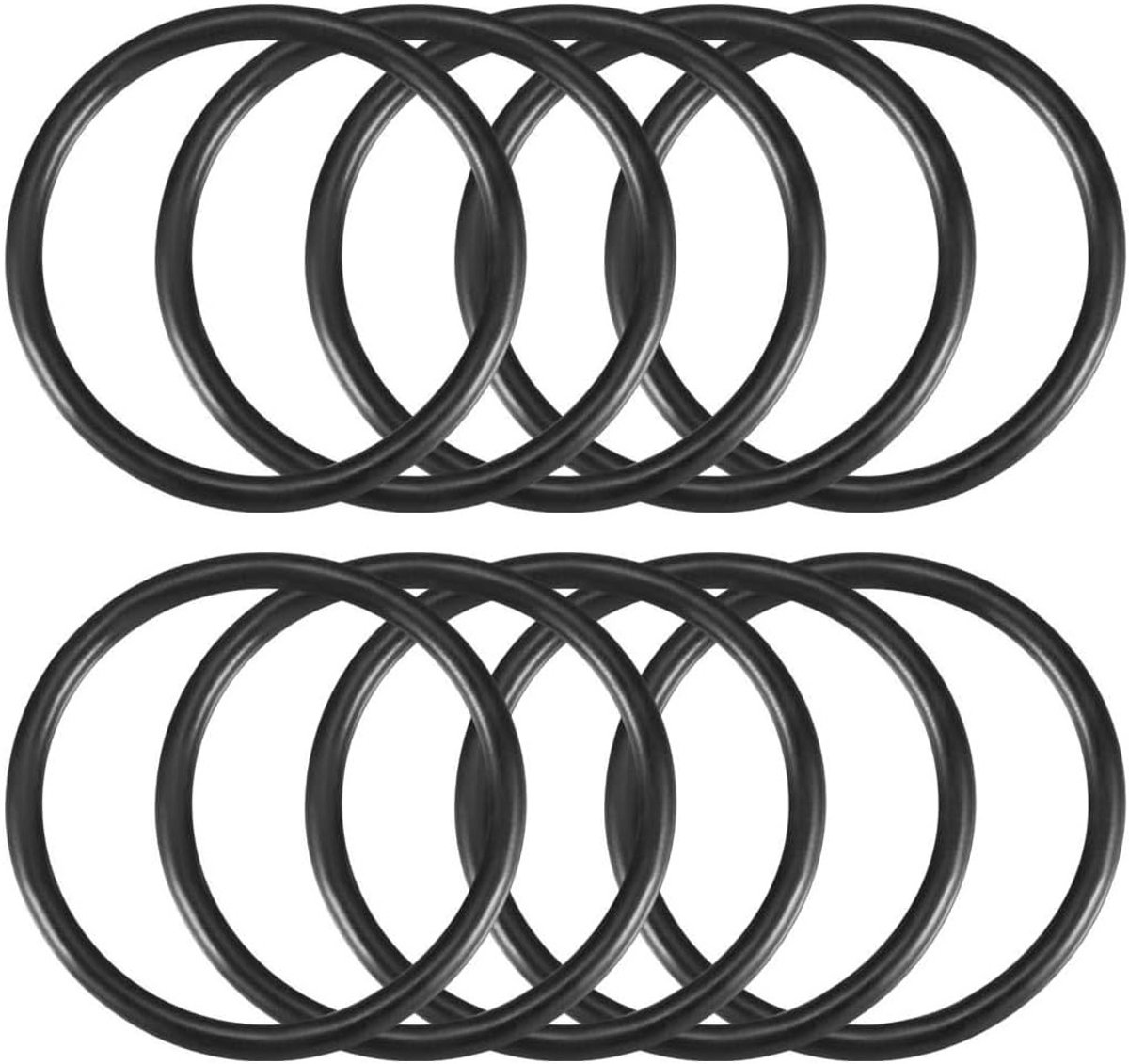 Zwarte rubberen O-ringen, buitendiameter 55 mm, binnendiameter 45 mm, schroefdraaddiameter 5 mm, flexibel, duurzaam en waterdicht voor diverse toepassingen.