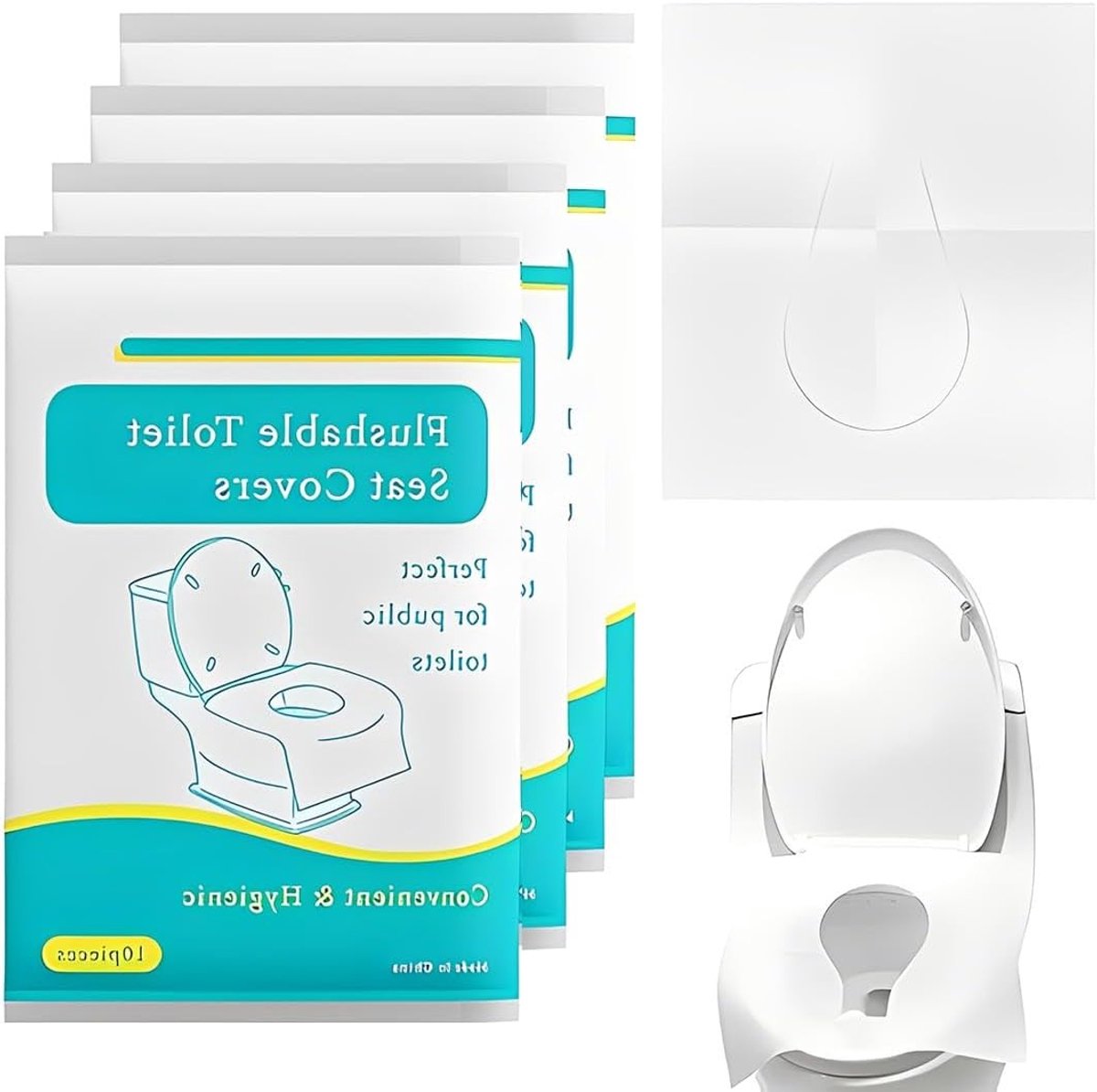 Wegwerp toiletbrilbescherming in water oplosbaar, ideaal voor reizen en ziekenhuizen, 40 stuks van 43 cm x 35,5 cm