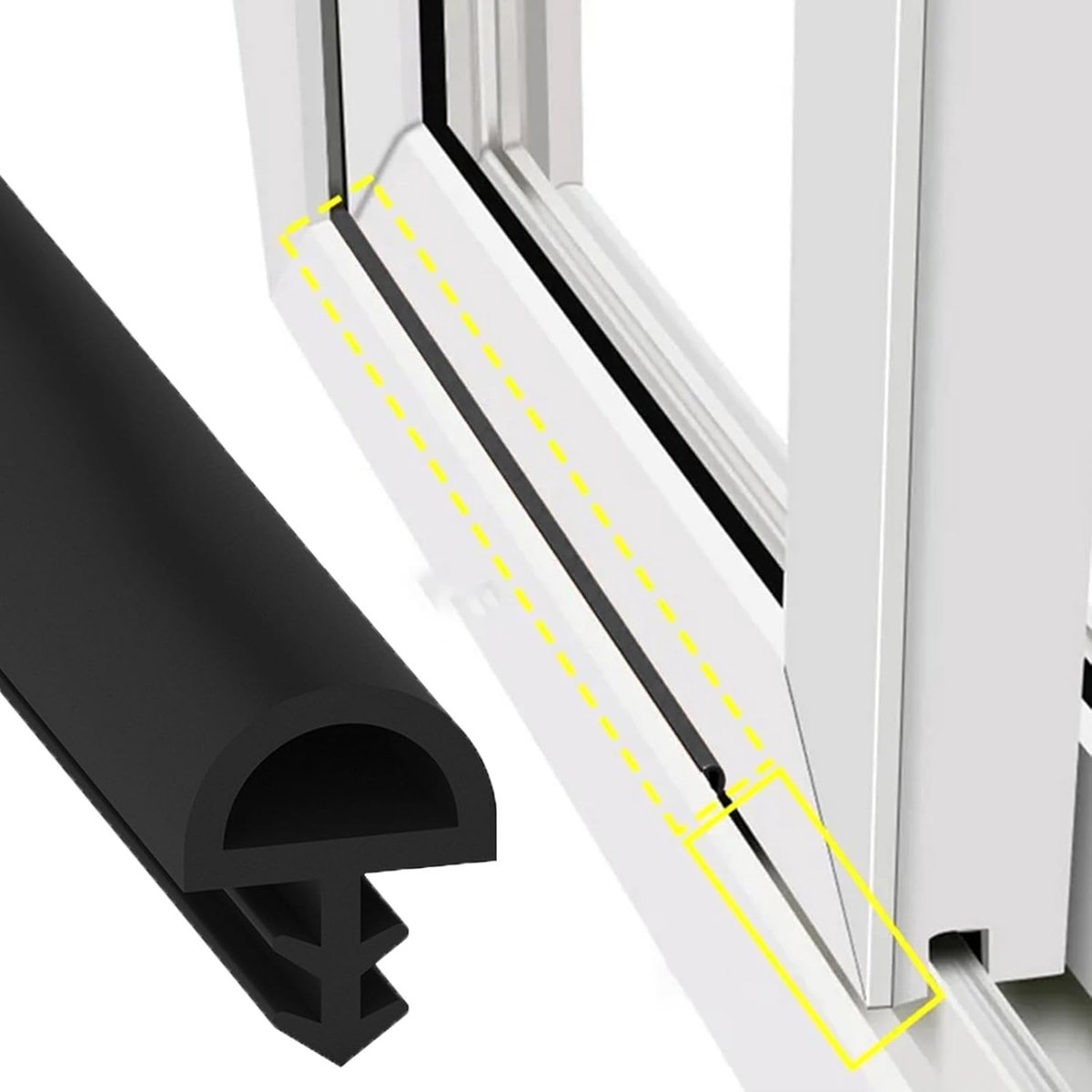 SnelShoppen - Deurafdichting Geluidsisolatie PVC 5m/10m - Wind- en Regenbestendig - Afdichtstrip voor Kamers - Botsingsvermijding - Zwart 10x5mm