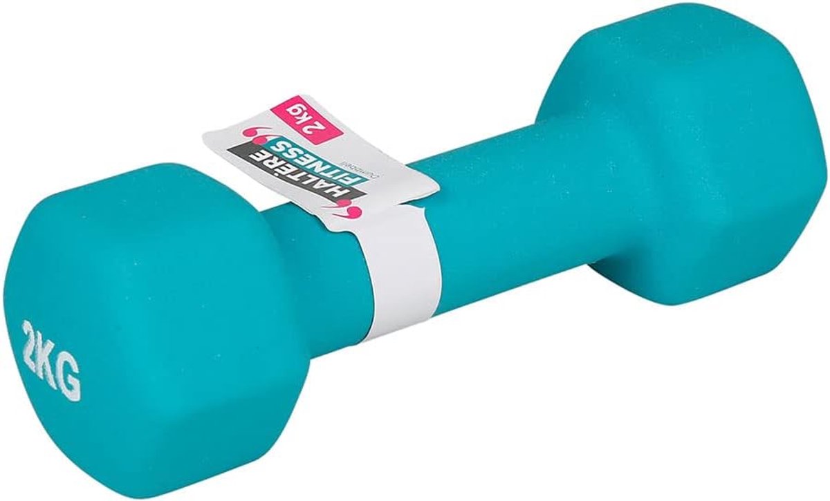 SnelShoppen - Dumbbell 2 kg - Kettlebell met Perfect Grip - Ideaal voor Diverse Oefeningen - Gemaakt van Gietijzer - Functionele Handgreep - Blauw