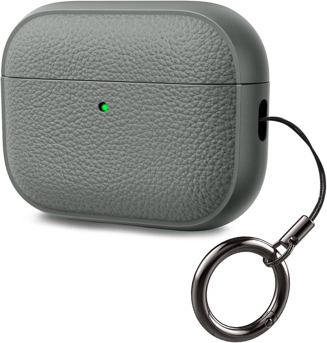 SnelShoppen - AirPods Pro 3 Hoes 2025 - Soft TPU Bescherming met Polsband - Leerachtige Afwerking - Boomstructuur - Grijs - Ideaal voor dagelijks gebr