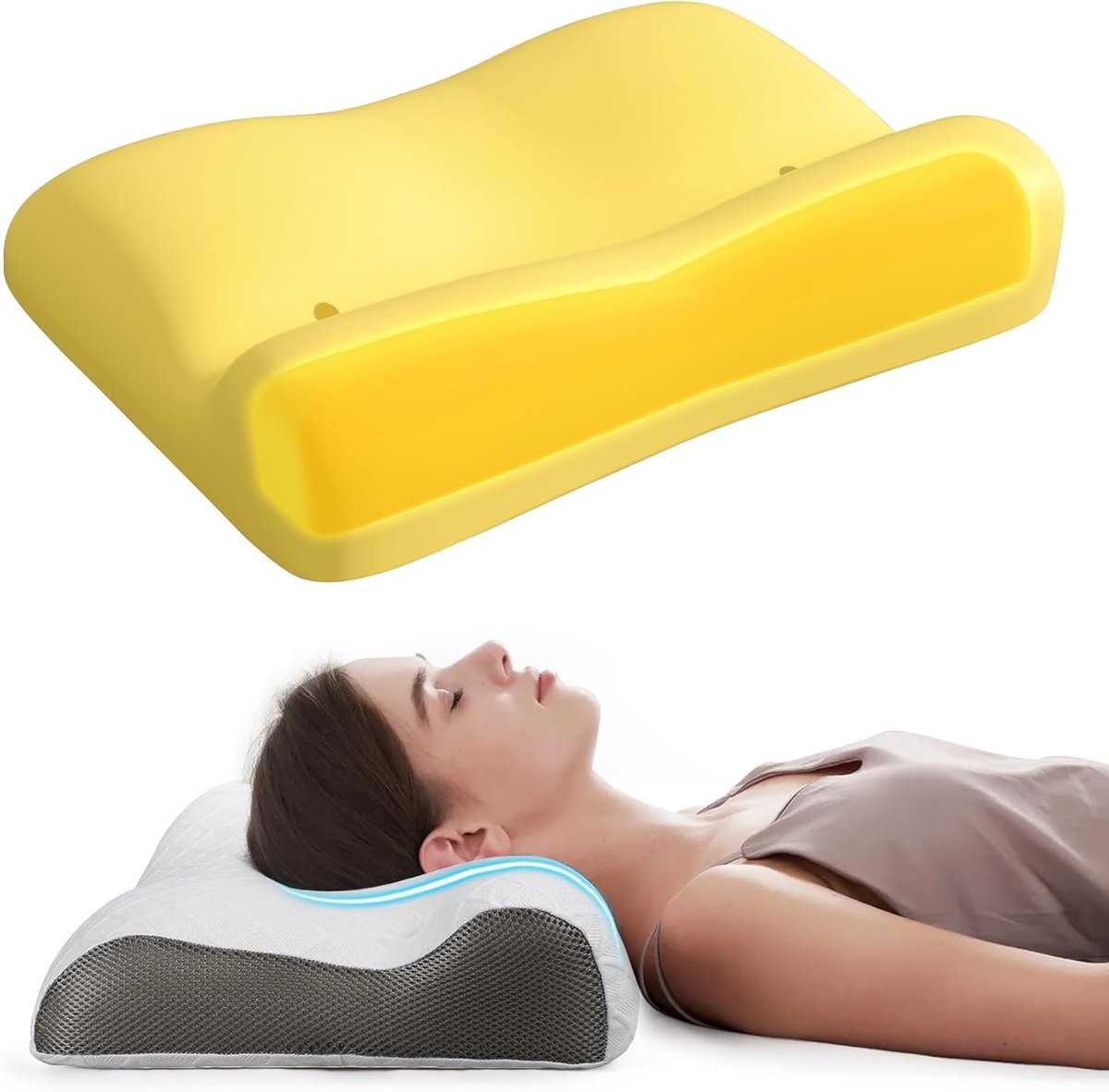 SnelShoppen - Memory Foam Kussen Orthopedisch Cervicaal Zacht Diepe Slaap voor Zijslapers en Rugslapers met Wasbare Hoes - Comfortabel Slaapaccessoire