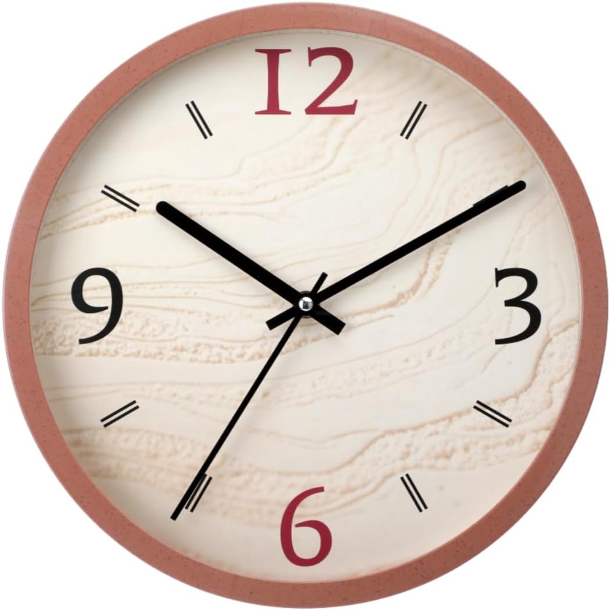 SnelShoppen - Moderne Minimalistische Wandklok met Bruin Frame, Textured Dial 30.5 cm, Stille Beweging, Geschikt voor Woonkamer, Slaapkamer, Keuken, K