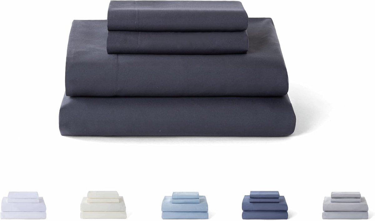 SnelShoppen - 4-delige Bedlinnen Set - Fitted Sheet, Dekbedovertrek en 2 Kussenslopen 50x80cm - Voor 90x190/200cm Bed - Donkergrijs Microvezel - Luxe,