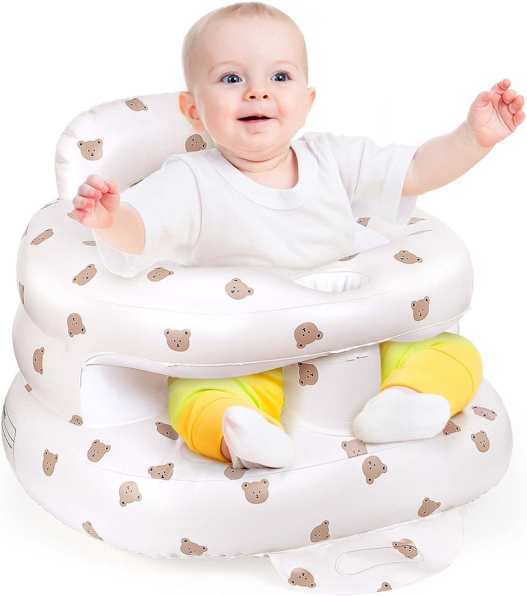 SnelShoppen - Opblaasbaar Babyzitje voor Baby's vanaf 3 Maanden - Ingebouwde Luchtpomp - Ondersteuning voor Vloerzit - Ideaal voor Reizen en Voeden -