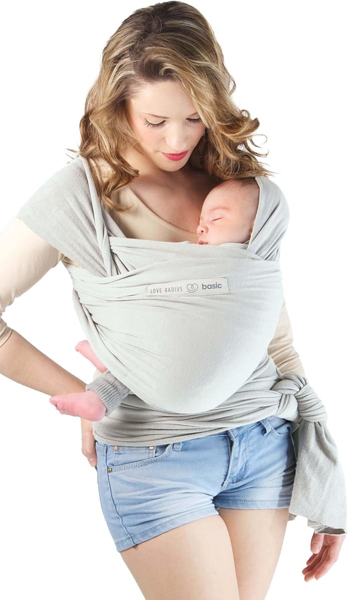 SnelShoppen - Stretchy Sling voor Baby's tot 9 kg, GOTS-gecertificeerd Organisch Katoen, Handen Vrij, Eenvoudige Verstelling met 1 Knop, Lichtgewicht,