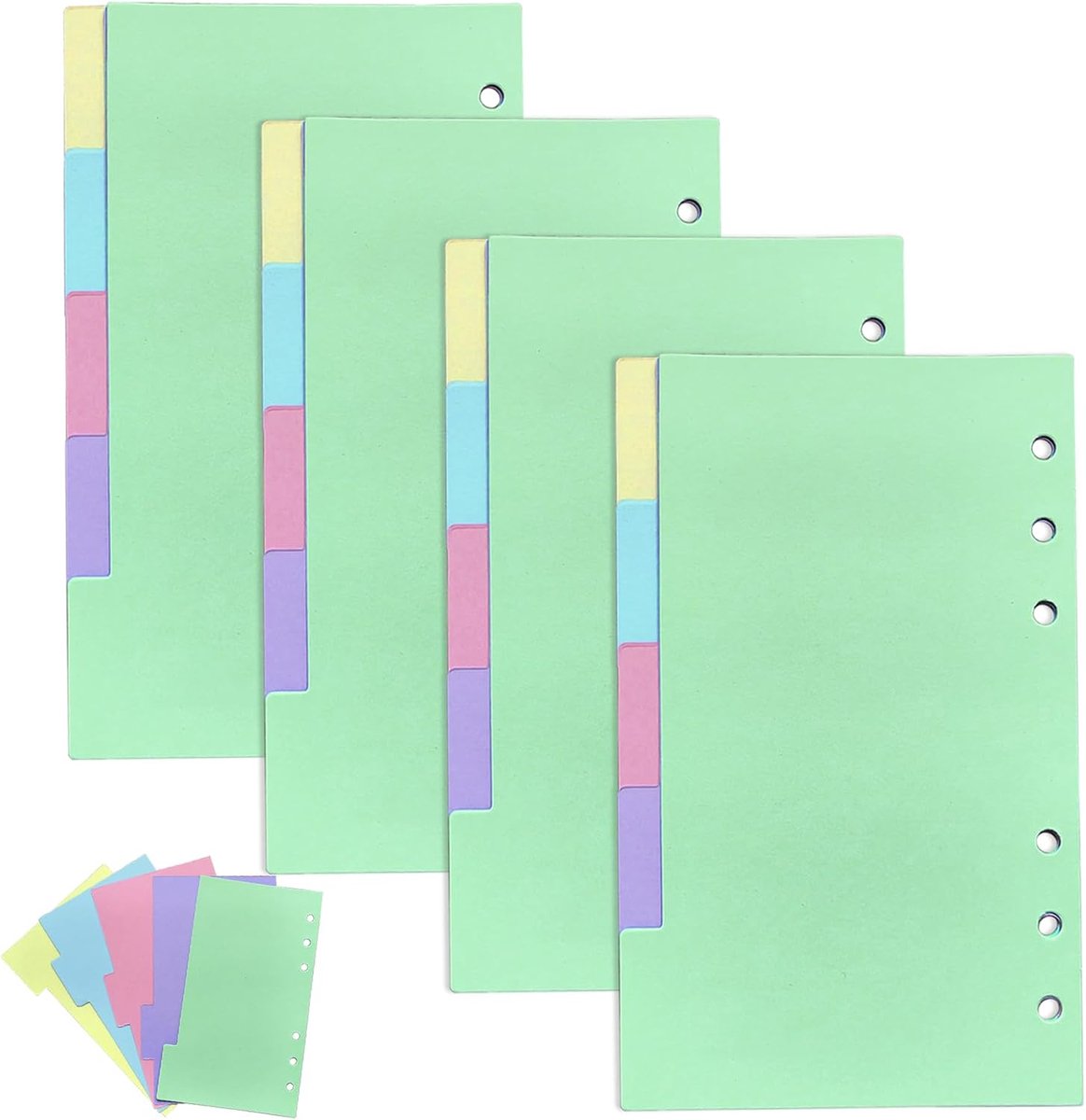 SnelShoppen - A6 Index Dividers voor Kalender - 4 Kleurrijke Index Scheidingsbladen - 5 Tabs voor Organisatie - 6-Holes Compatibel - Perfect voor Noti