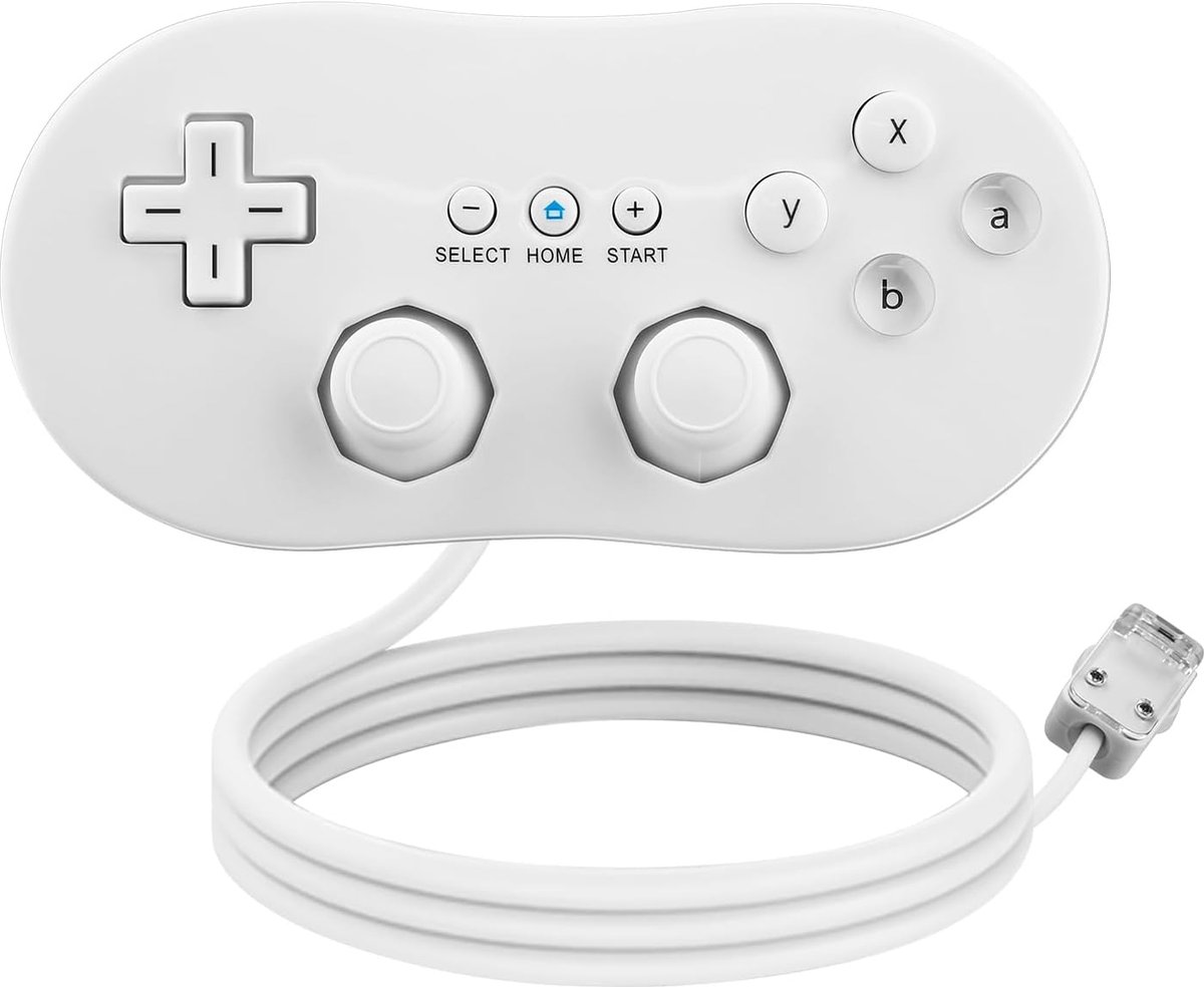 SnelShoppen - Wired Classic Controller Gamepad Joystick voor Nintendo Wii Remote Console - Wit - Ergonomisch en Comfortabel - Perfect voor Spellen en