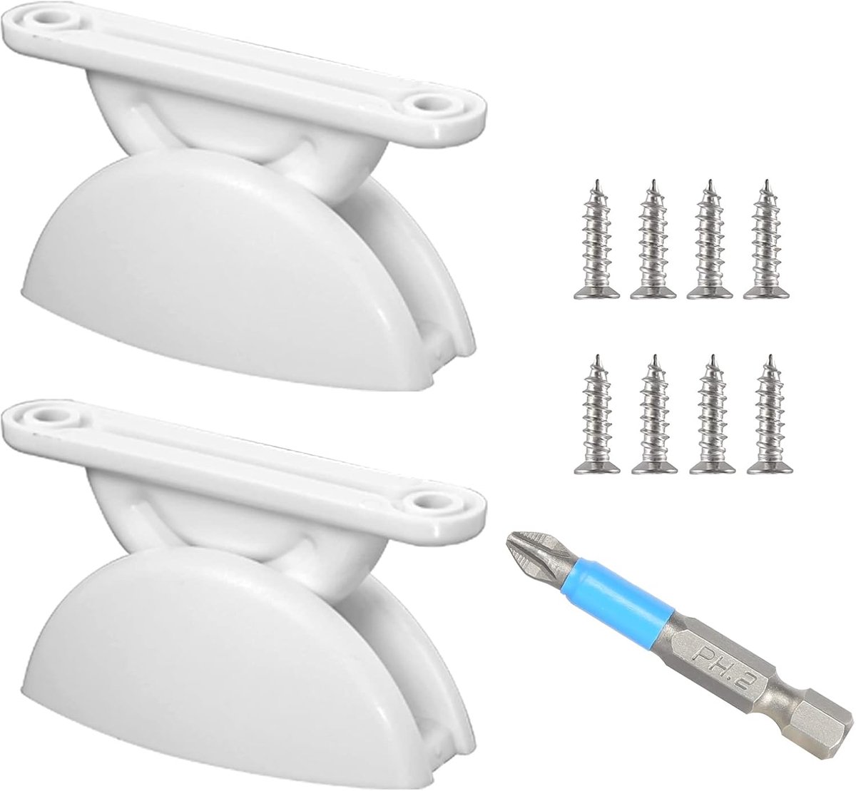 SnelShoppen - Caravan Deurslot Houder 2 Stuks Deurstoppers met Elektrische Boor Witte Accessoires voor Caravan en Motorhome