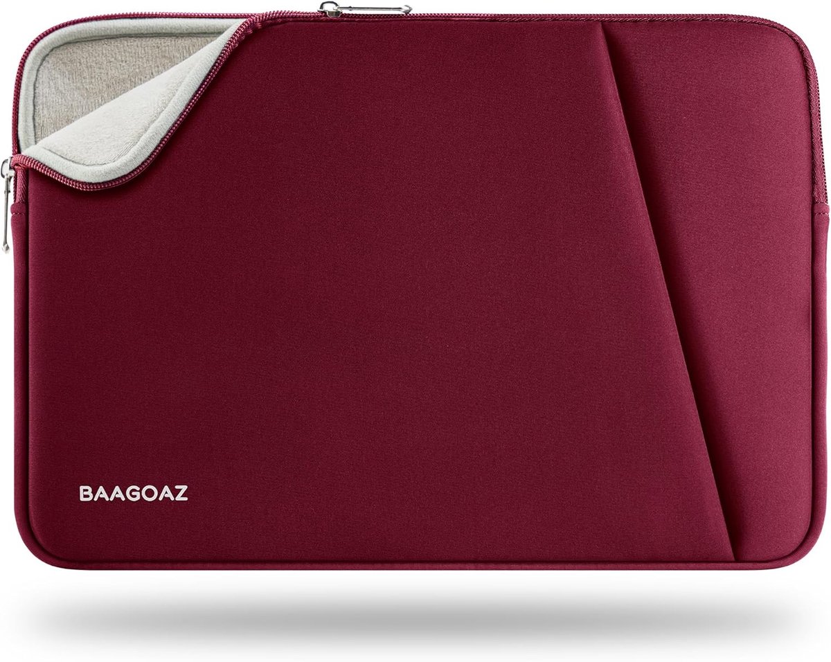 SnelShoppen - 11-13 Inch Laptop Sleeve Case voor 11.6 Inch PC Notebook, Chromebook, 13.3 & 13.6 Inch MacBook Pro Air, Rood, Hoogwaardige Polyester, Zi