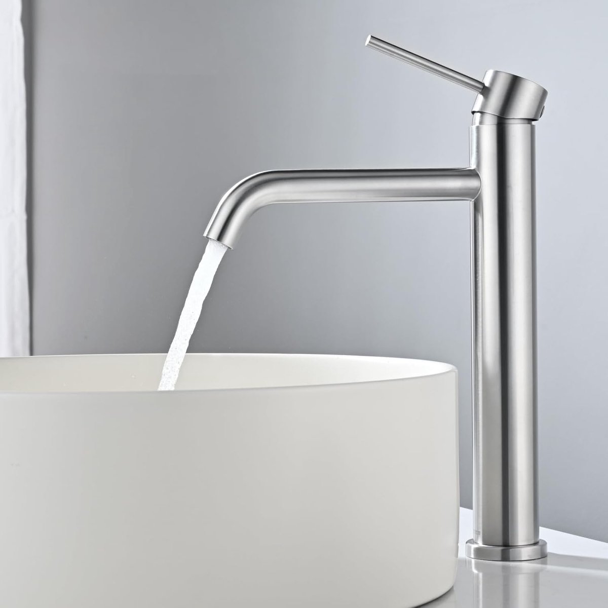 SnelShoppen - Luxe Badkamer Mengkraan, Wasbakkraan met Geluidsarme Keramische Ventielkern, Enkelhandige Mengkraan voor Badkamers, Warm en Koud Water,