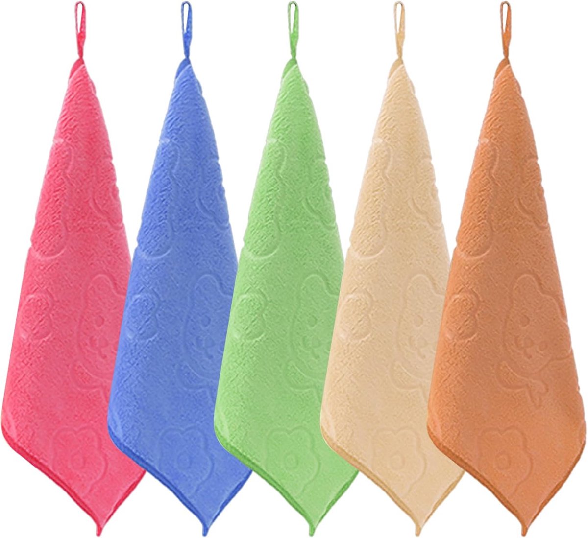 SnelShoppen - 5-delige Set Gedrukte Vierkante Handdoeken voor Kinderen, Microvezel Keuken- en Schoonmaakdoeken, 25x25 cm, Kleurrijk en Multifunctionee