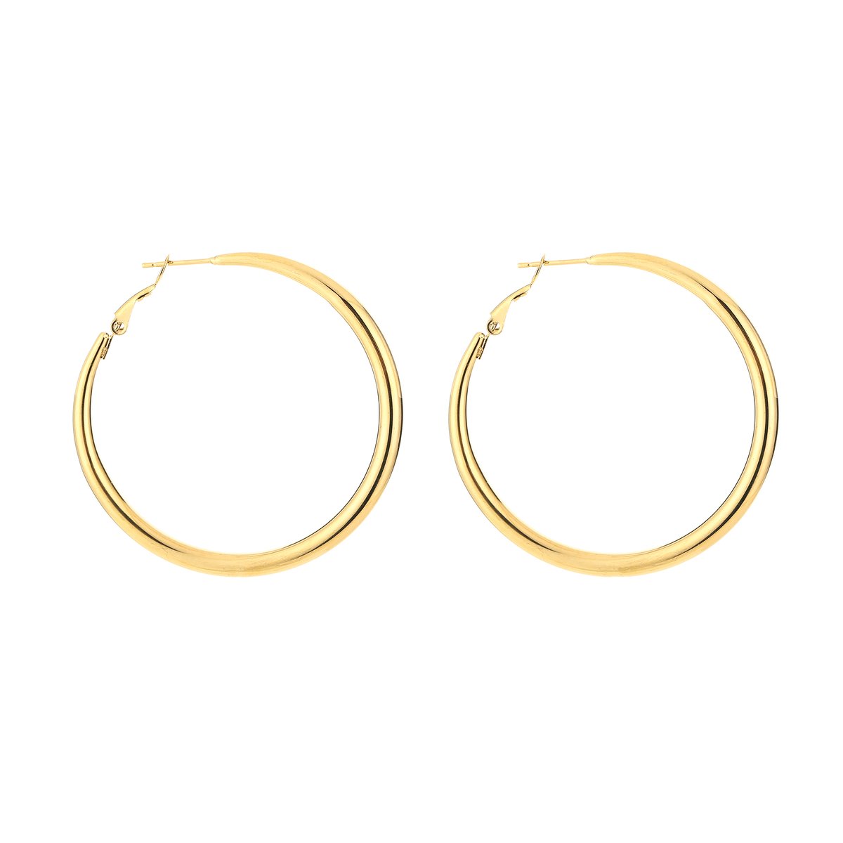 Stainless Steel Klassieke Large Basic Hoops (50mm) – Grote & Elegante Oorringen – RVS - Goud