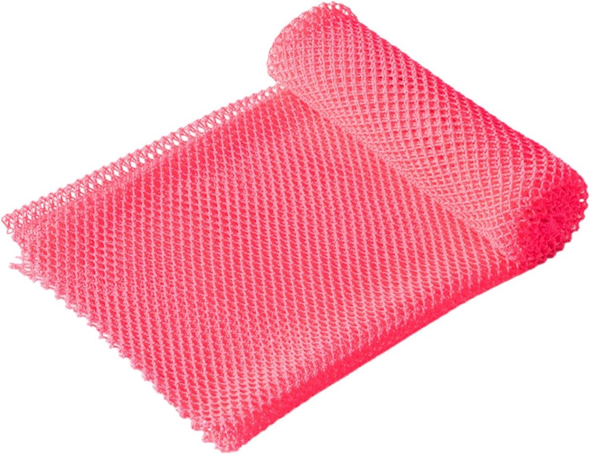 SnelShoppen - African Net Bad Spons met Knoppen - Lichaamspeeling, Rugreiniger, Uitrekbaar tot 160 cm, Nylon, Roze Rood, Perfect voor Bad en Douche