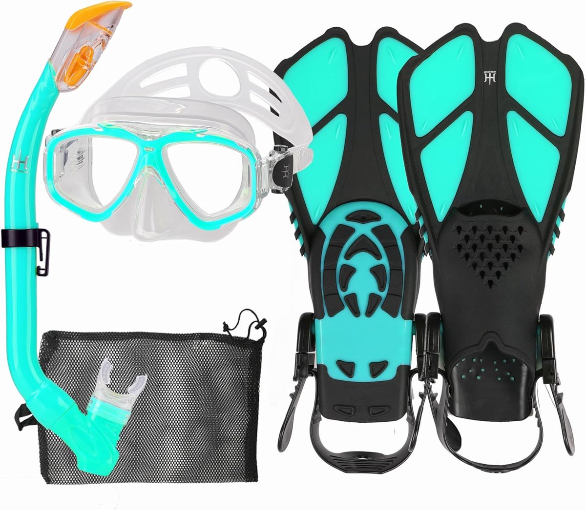 Thijox - Snorkelset voor Kinderen met 180° Panorama Duikbril, Verstelbare Zwemvliezen, Lekvrij Duikmasker en Dry Top Snorkel voor Onderwaterplezier