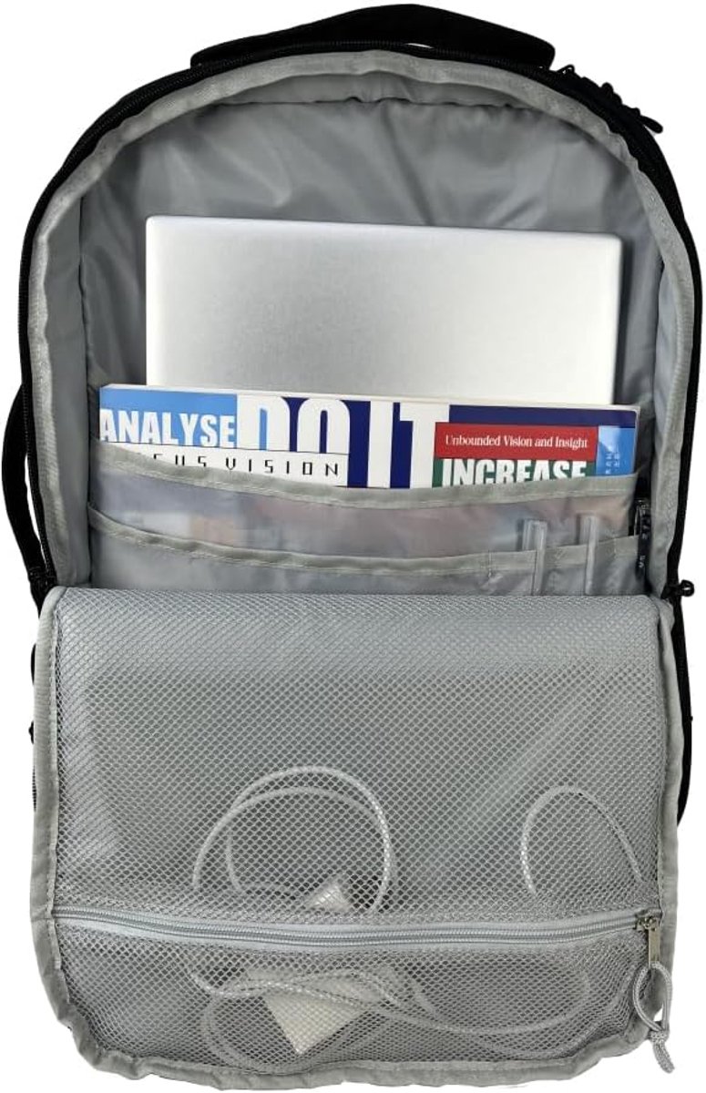 SnelShoppen - Ruime Backpack 55x35x25 cm voor Handbagage - 48L Zwart - Ideaal voor Vliegtuigreizen met ITA Airways, Air France, KLM en Transavia