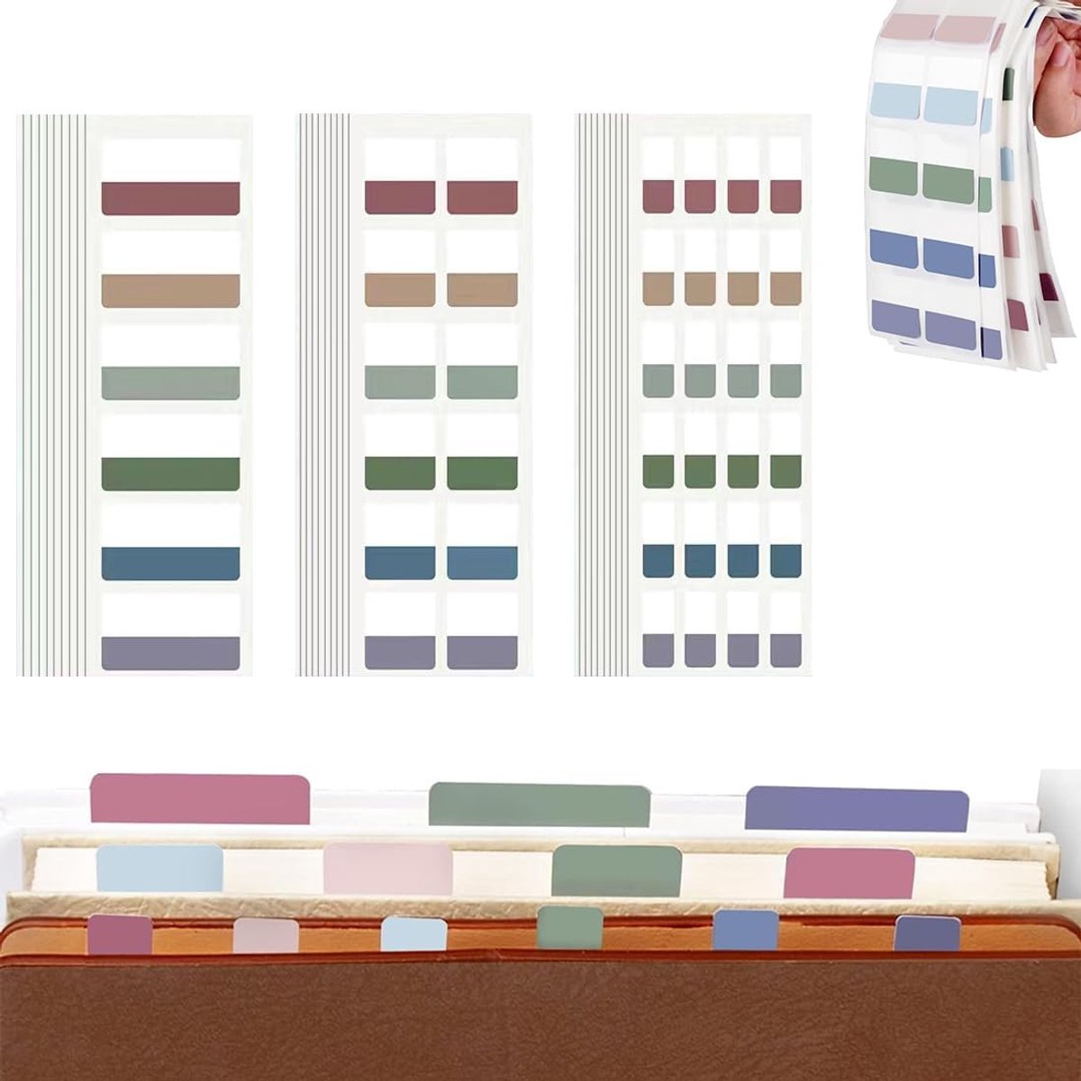 SnelShoppen - 420 Zelfklevende Tabs in 3 Maten, Bullet Journal Accessoires, Pagina Markeerders & Markeringen, Transparant & Pastel Kleur, Heftige Plak