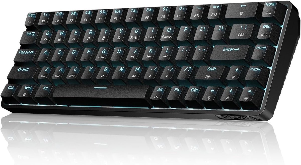 SnelShoppen - Draadloos Mechanisch Gaming Toetsenbord 60% Compact 68 Toetsen RGB - Triple Mode Bluetooth 2.4G/Type C met Rode Switches voor PC, Window