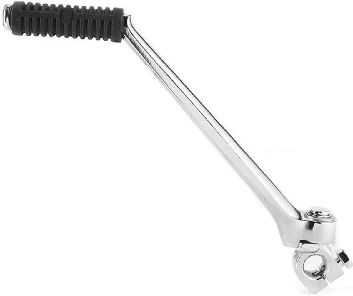Kickstarthendel 280 mm - 16 mm bevestigingsgat - antislipgroef - Stalen legering - Zwart/Zilver - Motorstart