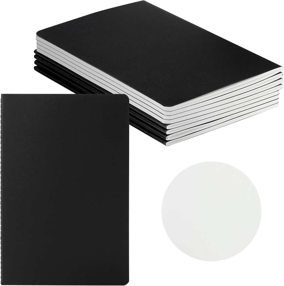 SnelShoppen - Notitieboek A5 Set van 8 Stuks Zwart Blanco - Perfect voor School, Werk, Notities, Schrijven, Tekenen en Creatieve Projecten