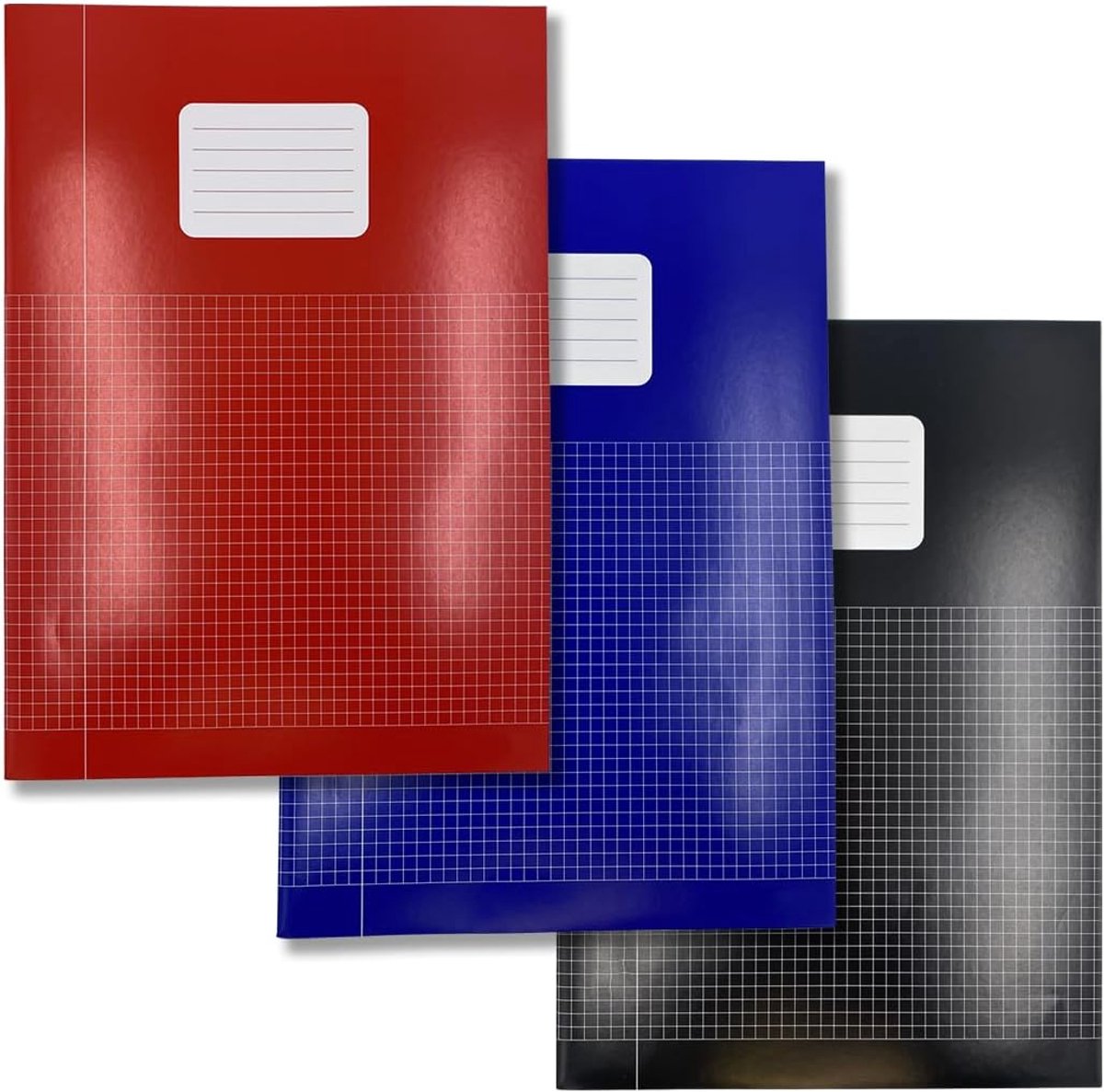 SnelShoppen - A4 Notebooks - 5 Pack - Check 5mm - Rood, Blauw, Zwart - School Notitieboeken - Perfect voor Huiswerk en Aantekeningen