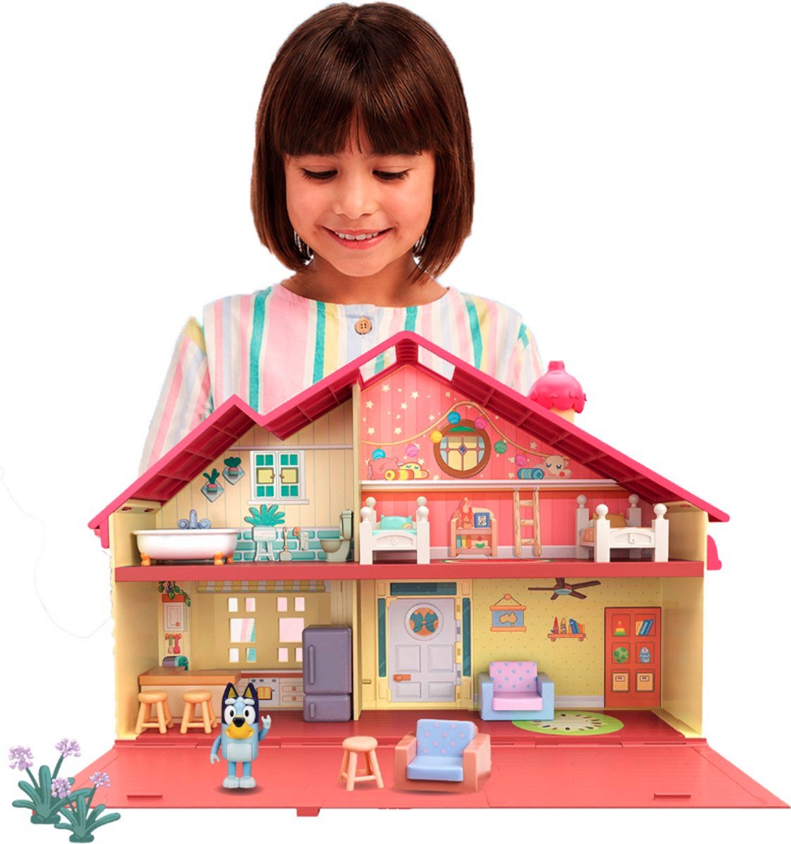 Bluey Speelgoed - Speelhuis - 29 cm Hoog x 45 cm Breed - 1 Figuur en 12 Accessoires - Speelset - Vanaf 3 jaar - Figuren - Poppenhuis - Poppetjes