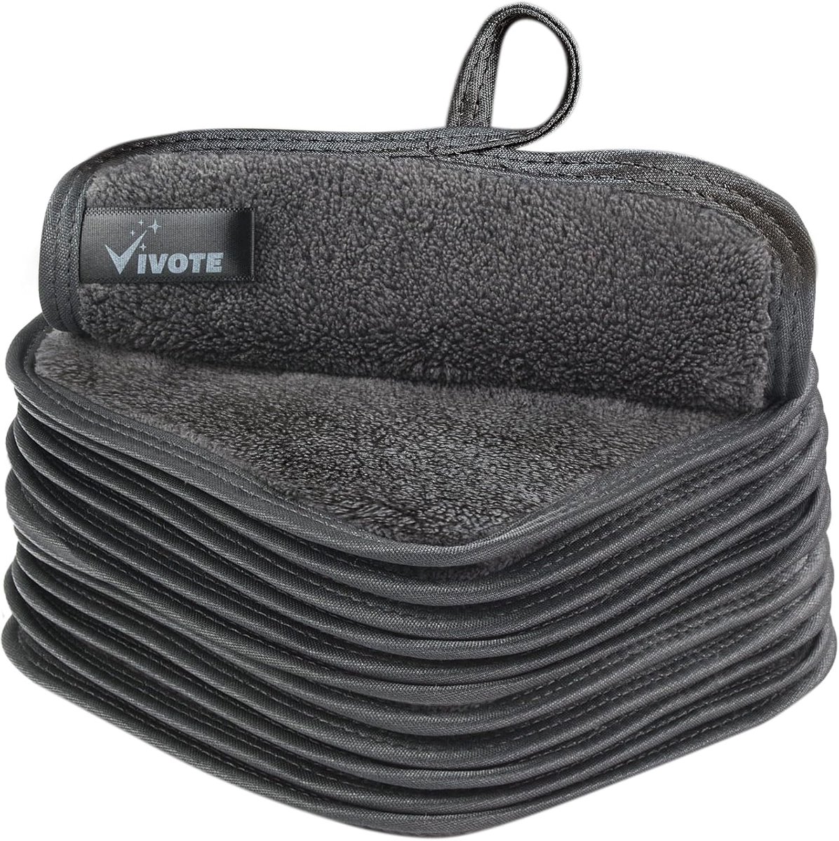 SnelShoppen - Microfiber Gezichtsreinigingsdoekjes 15x15 cm, Herbruikbare Make-up Pads, Zachte Microvezel, 12 Stuks, Donkergrijs, Ideaal voor Dagelijk