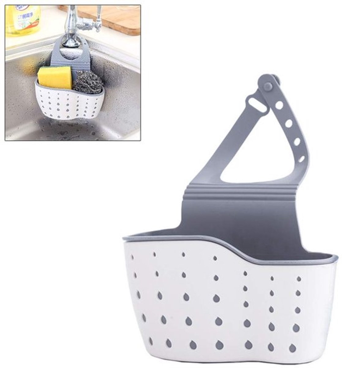 Hangende afdruipmand - Badkamerorganizer - Beige - Sponshouder - Keukenaccessoire - Perfect voor sponzen en zeepschalen