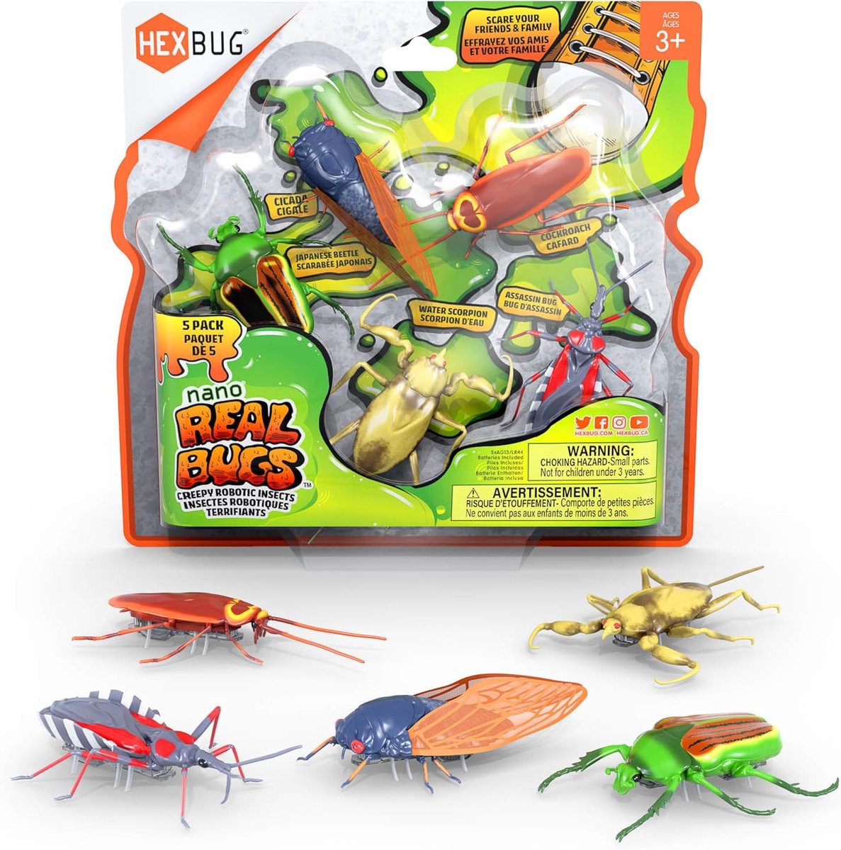 SnelShoppen - 5 Stuks HEXBUG Nano Real Bugs Valse Insecten Speelgoed Figuren, Sensory Speelgoed voor Kinderen en Katten, STEM Speelgoed voor Jongens e