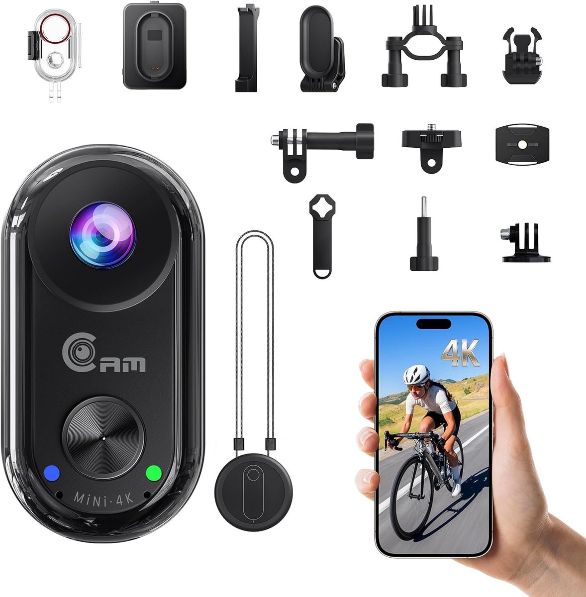 SnelShoppen - 4K Mini Actiecamera met 20 MP, 6-assige Stabilisatie, Draagbare Body Cam, Wifi, Magnetische POV-Camera, 40m Onderwater, Ideaal voor Avon