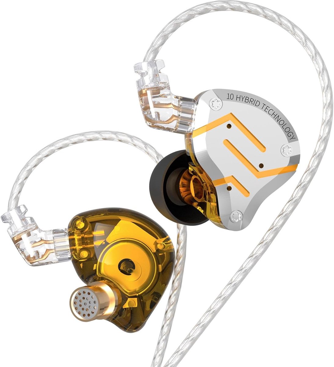 SnelShoppen - Premium In-Ear Hoofdtelefoon met 5 Drivers, Dazzling Gold, Ideaal voor Muziekliefhebbers, Hoge Geluidskwaliteit, 2-Pins Vervangbaar Snoe