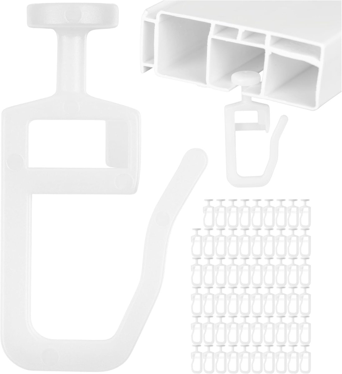 SnelShoppen - 60x Curtain Glides 7mm Rond Hoofd, Geschikt voor Smalle en Platte Rails, Accessoires voor Gordijnen, Professionele Glijders voor Thuisge