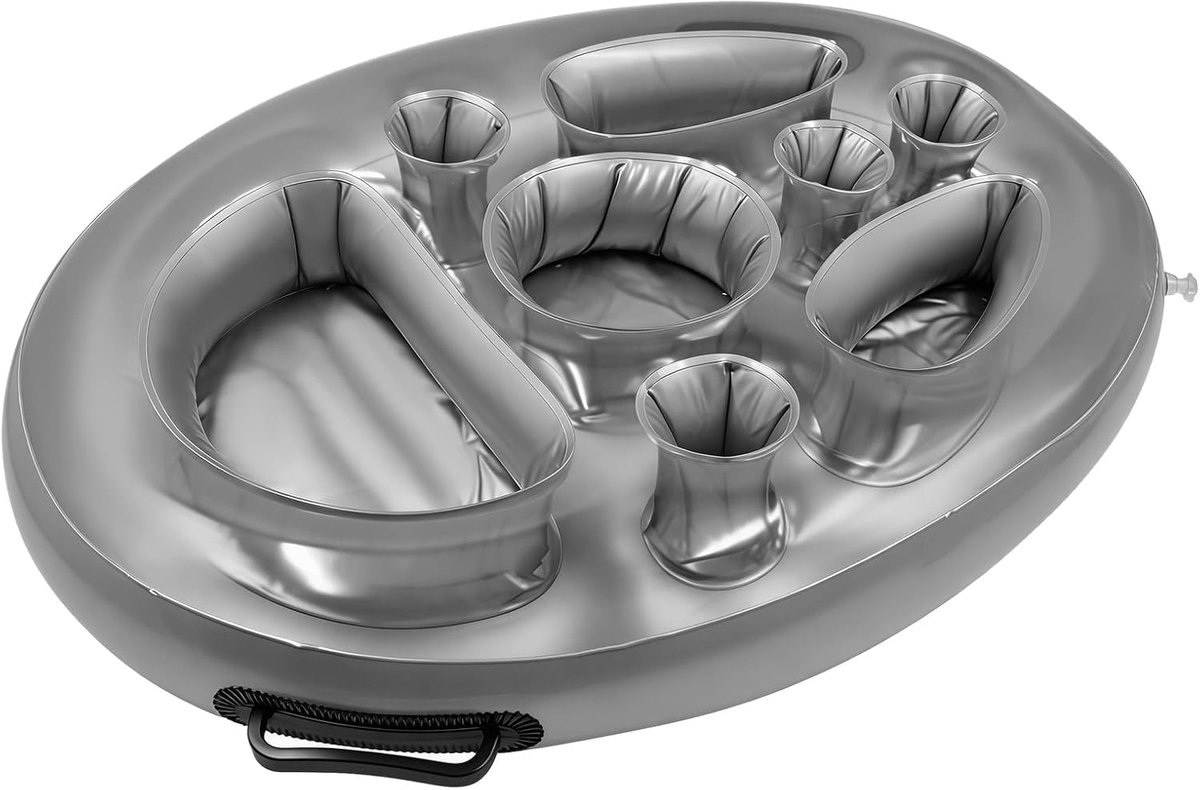SnelShoppen - Opblaasbare Pool Tray, Drijvende Shelf 71 x 56 cm, Cup Holder met 8 Compartimenten voor Drankjes, Snacks en Mobiele Telefoon, Versterkt