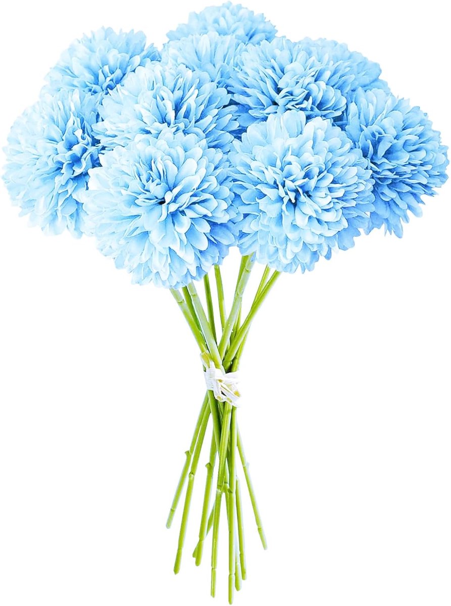 SnelShoppen - 12 Stuks Kunstbloemen Chrysanten, Kunstmatige Hydrangea, Zijden Pompom Bloemen voor Tuin, Bruiloft, Feestdecoratie, DIY Bloemstukken, 28